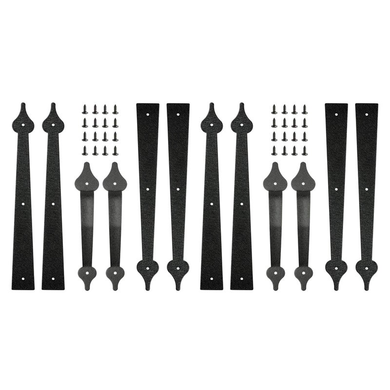 skysen Steel Garage Door Decorative Hinges Handles Accents Hardware kit Screw Mount,Black(tckls-2 Pack) - Image 1